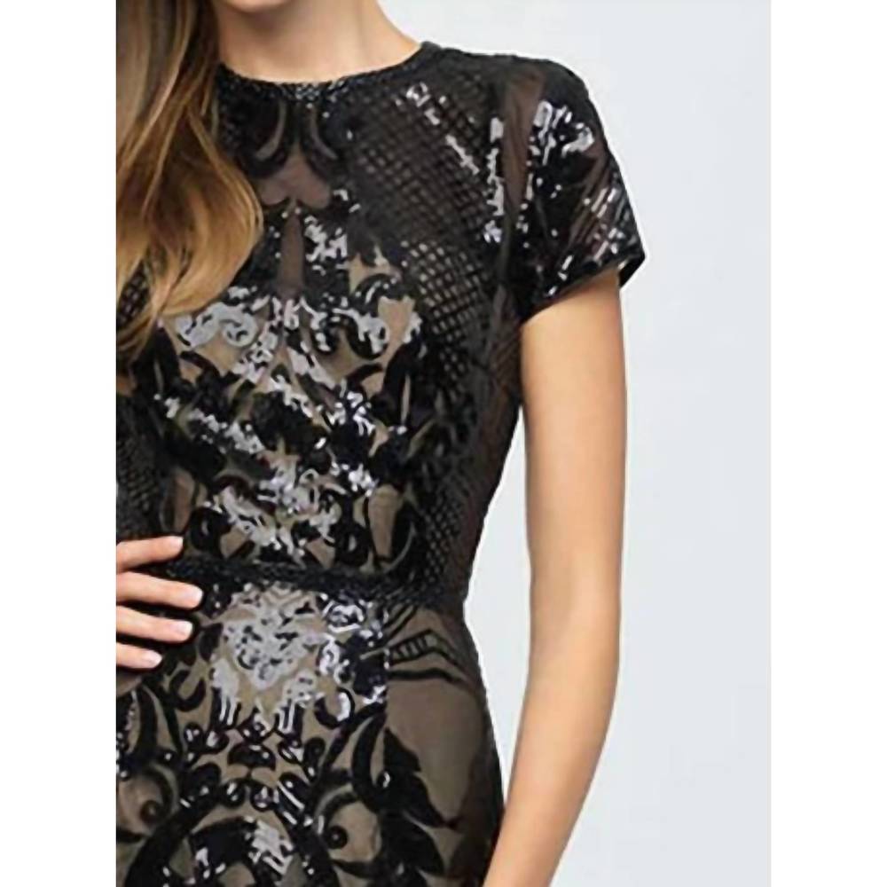 NEW MADISON JAMES sequin placement print gown in black - Picture 3 of 3